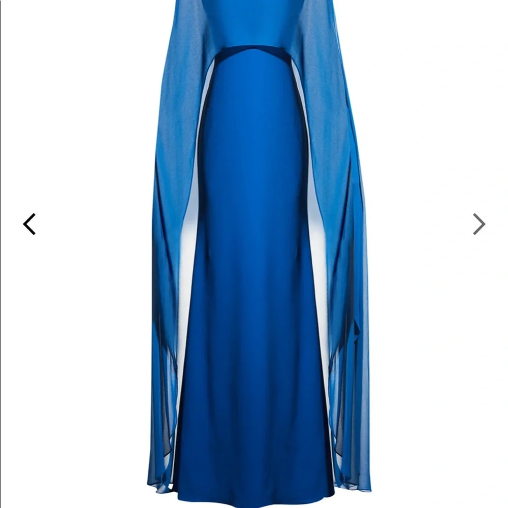 NWT BADGLEY MISCHKA GEORGETTE CAPE GOWN - Picture 5 of 16